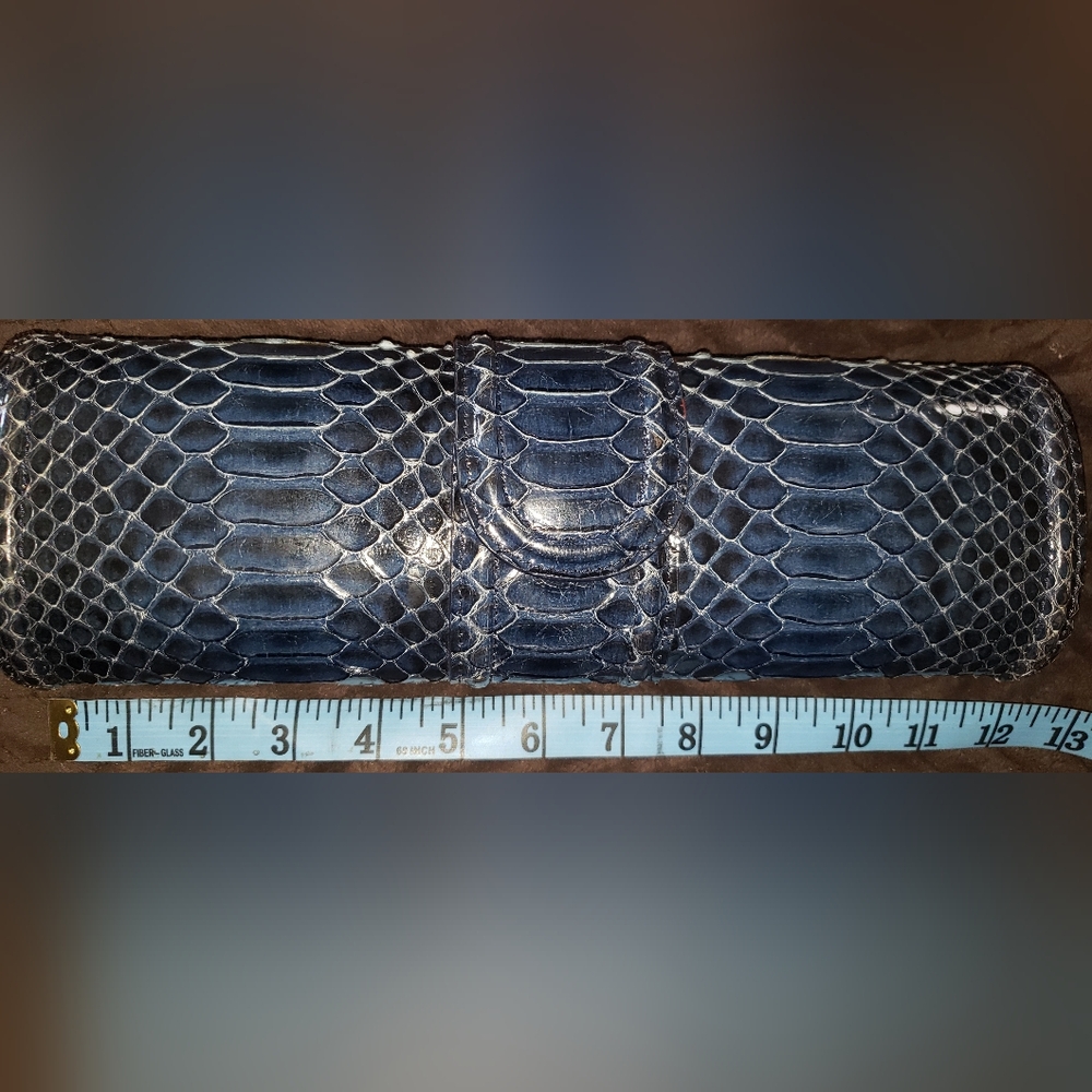Giorgio Armani 100% python snakeskin blue envelop… - image 1